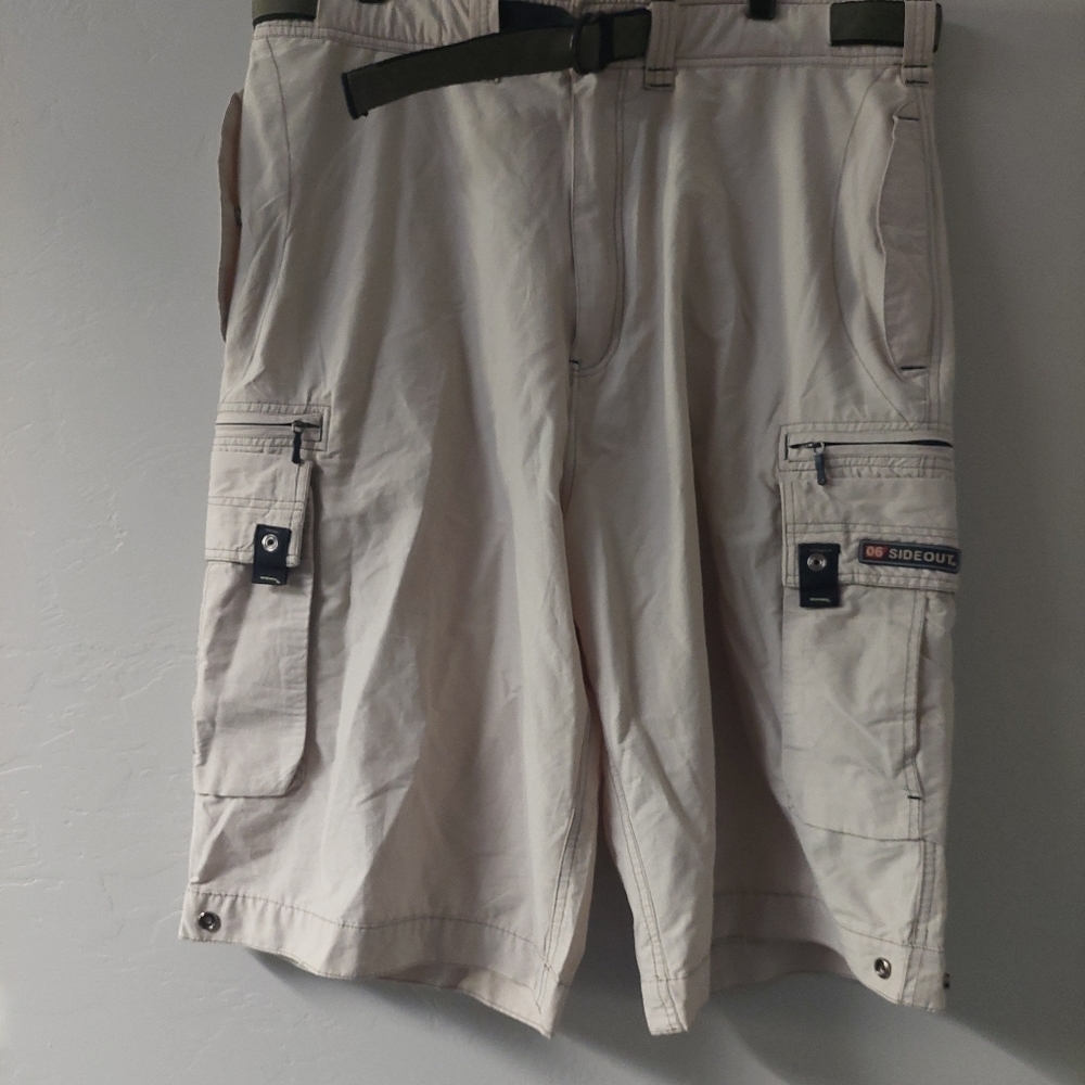 Side Out Cargo Fishermen‎ Hiking  Outdoors Water Shorts Size 38 Tan